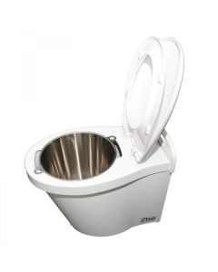 Toilette sèche à compost en bois blanc, avec seau inox 15L Ziya